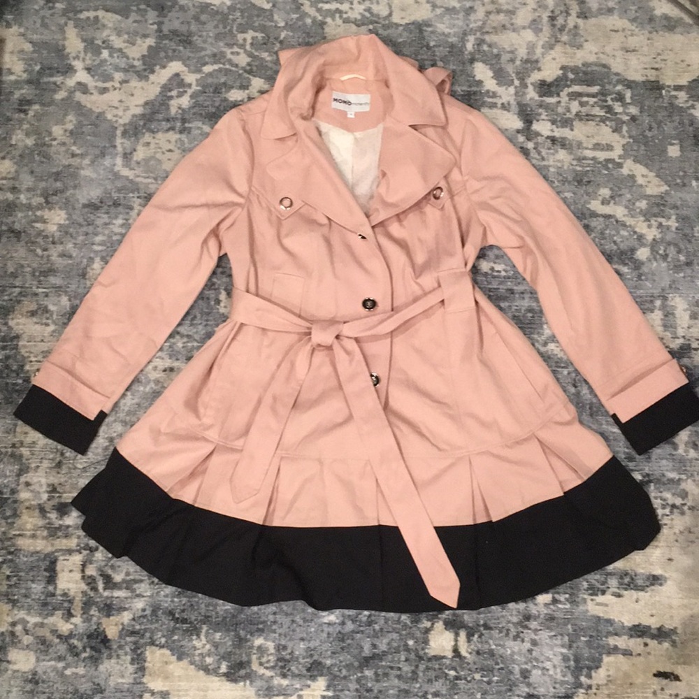 Momo Maternity Blush Colorblock Trench Coat Size L